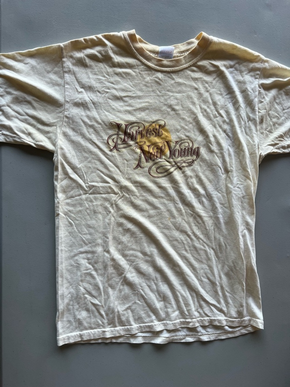 Vintage Harvest Nail Voting Graphic Tee USA Made Cream Size M Distressed